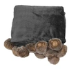 Image de Plaid Flanelle Pompons "Snowy" 125x150cm Gris