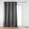 Image de Rideau à oillets isolant jacquard anthracite 140x260