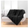 Image de Plaid flanelle relief unie Nelia Noir 125x150