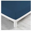 Image de Drap housse Biolina en coton biologique bleu nuit bonnet 30 cm 180x200