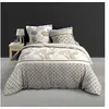 Image de Housse de couette 240x260 cm + taies - Percale - Feuillage blanc, bronze et gris Multicolore