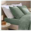 Image de Drap housse 160x200 coton lavé sauge Linella