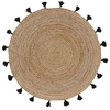 Image de Tapis rond en jute avec pompons Shira 120 noir
