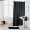 Image de Rideau de douche avec crochets 180 x 200 cm polyester uni essencia Noir