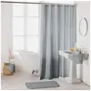Image de Rideau de douche avec crochets 180 x 200 cm polyester uni essencia Gris