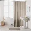 Image de Rideau de douche avec crochets 180 x 200 cm polyester uni essencia Taupe