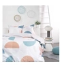 Image de Parure de lit double "Sunshine" en coton imprimé demi disque - Blanc/Bleu/Rose - 220 x 240 cm