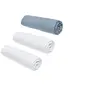 Image de lot de 3 draps housses essential - 140 x 190 cm - 2 personnes - 100% coton - craie/ denim