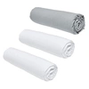 Image de lot de 3 draps housses essential - 160 x 200 cm - 2 personnes - 100% coton - craie/ acier