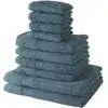 Image de Lot de 10 serviettes de bain comprenant 4 serviettes 30x50 + 4 serveites 50x90 + 2 Draps de bain 70x130 cm 100% Coton - Paon