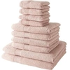 Image de Lot de 10 serviettes de bain comprenant 4 serviettes 30x50 + 4 serveites 50x90 + 2 Draps de bain 70x130 cm 100% Coton - Rose