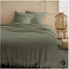 Image de Parure de lit - - 123329 - 2 personnes - 260x240cm - Gaze de coton unie - Sauge