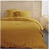 Image de Parure de lit - - 123669 - 2 personnes - 260x240cm - Gaze de coton unie - Ocre