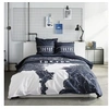 Image de Parure de lit - JAVA - 2 personnes - 240x220 cm - Coton - Imprimé Tokyo - Bleu foncé