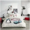 Image de Parure de lit - JAVA - 2 personnes - 240x220 cm - Coton - Imprimé Street racing - Blanc