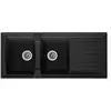 Image de Evier cuisine a encastrer 2 bacs + 1 egouttoir Arena - Resine - 116 x 50 cm - Noir