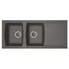 Image de STRADOUR Evier cuisine a encastrer 2 bacs + 1 egouttoir Arena - Resine - 116 x 50 cm - Gris beton