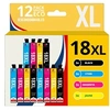 Image de Cartouche compatible - Megapack Compatible Epson T18xl, 12 Cartouches