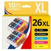 Image de 123CONSOMMABLES - 26XL - Pack 10 cartouche d'encre compatible avec Epson pour Epson Expression Premium XP-510 XP-520 XP-600 XP-605 XP-610 XP-615