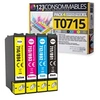 Image de 123CONSOMMABLES - T0715 - Pack pour Epson T0715 T0711 T0712 T713 T0714 - cartouches compatible avec Epson Stylus SX218 SX400 SX510W SX515W DX7450