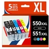 Image de 123CONSOMMABLES - PGI550/CLI551 XL - Cartouches encre compatible avec Canon 550 551 pour Pixma MX925 iP7200 iP7250 MG5650 MG7550 MG6350 MG6650 MX725
