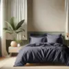 Image de 3S. x Tertio Housse de couette coton - Gris - Anthracite 140 x 200 cm