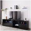Image de Meuble TV LED moderne noir, panneau lumineux Variable, L: 180cm
