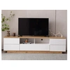 Image de Meuble TV scandinave contemporain 180 cm pour salon tv en bois 5 portes 8 compartiments naturel blanc