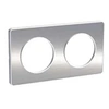 Image de Plaque Odace Touch - Aluminium brossé avec liseré blanc - Double horizontale / verticale 71mm