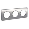 Image de Plaque Odace Touch - Aluminium brossé avec liseré blanc - Triple horizontale / verticale 71mm