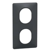Image de - Plaque finition 2 postes Verticale anthracite 71 mm - Ovalis - Schneider