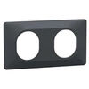 Image de - Plaque finition 2 postes horizontale anthracite entraxe 71 mm - Ovalis - Schneider