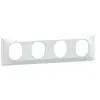 Image de - Plaque finition 4 postes horizontale Blanc entraxe 71 mm - Ovalis - Schneider