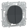 Image de - Double interrupteur va-et-vient 10A anthracite - Ovalis - Schneider