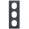 Image de - Plaque finition 3 postes Verticale entraxe 71 mm anthracite - Ovalis - Schneider