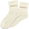 Image de Chaussettes - Femme - Beige avec paillettes - Blondinette - Taille 36/42 - Humour - Cadeau