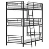 Image de Lits superposes en metal - Noir - Sommiers inclus - 3x90x190 cm - TRIO