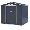 Image de Abris de jardin métal ARCHER Chalet 4,07 m² gris anthracite 2 portes coulissantes + kit ancrage