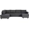 Image de Canape angle fixe LES TENDANCES 3 places en tissu gris 187 x 292 x 86 cm