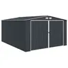 Image de Garage En Métal 18,2 M² - Gris Anthracite - Double Porte Verr - Avec Kit D'Ancrage Inclus