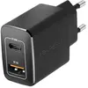 Image de Chargeur Secteur Double USB-A QC 3.0 + USB-C PD 20W Charge Rapide noir Akashi Noir