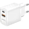 Image de Chargeur Secteur 15W Double USB-A QC 3.0 + USB-C PD Charge Rapide Blanc