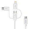 Image de Câble USB-C vers USB-C, Lightning, Micro-USB Charge Synchronisation 1m Ecoresponsable Blanc