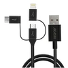 Image de Câble USB vers USB-C, Lightning, Micro-USB Charge Synchronisation 1m Ecologique Noir