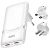 Image de Chargeur de Voyage GaN 65W Prises EU US UK AUS avec 2x USB-C PD Blanc