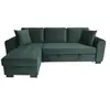 Image de Canapé d'angle convertible HAMILTON 4 places - Tissu velours vert - L 245 x P 140 x H 86 - Coffre de rangement