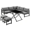 Image de Salon de jardin avec structure en aluminium avec coussins - 7 personnes - Hipu - Gris