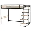 Image de Lit mezzanine - 140x190 cm - Métal - Noir - Sommier inclus - LEON