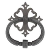 Image de Heurtoir de porte fer sur rosace carré ajourée vieil argent argent antique