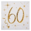 Image de Serviette élégante cocktail pour fête anniversaire 60ans blanche et dorée (x20) REF/6159